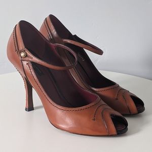Louis Vuitton Drouot Cognac Peep-toe Pumps